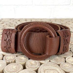 Another Line Boho Camel Brown Braided Leather Belt